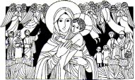 Fiesta de la Madre de Dios
Al observar los detalles del dibujo
los ni�os de preparan a acoger 
(o recuerdan el evangelio) del domingo.
Al colorearlo lo asimilan a�n m�s.